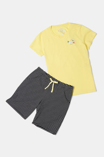 Buy Jockey Cotton Sleep Shorts - Black Yellow